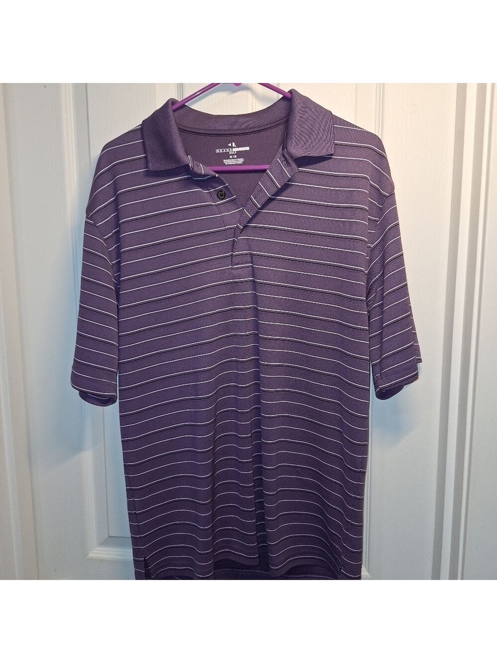 Grand Slam Purple Striped Polo Shirt Medium